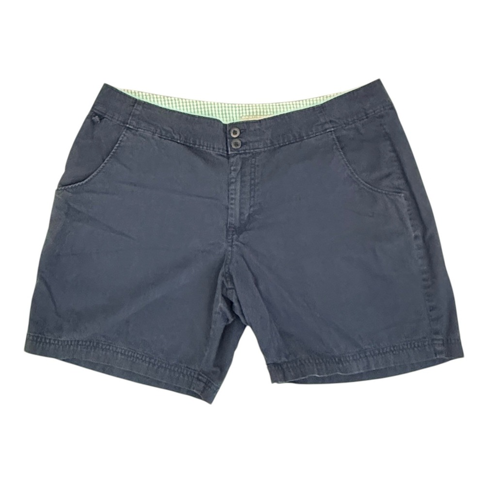 Columbia PFG Omni-Shade Cotton Fishing Shorts Womens 14 Navy Blue 5 Inch Inseam
